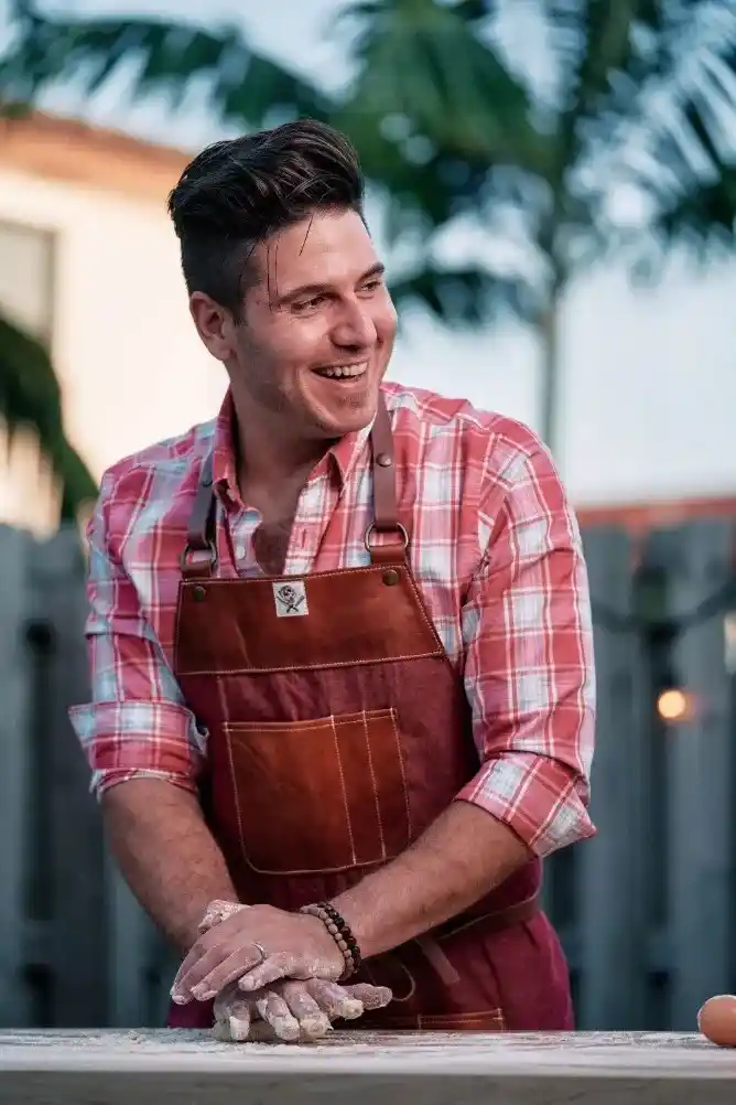 Male chef portrait looking to right side
